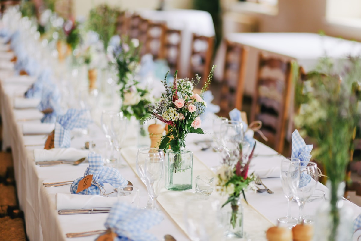 Romantic tablescape with candles and flowers